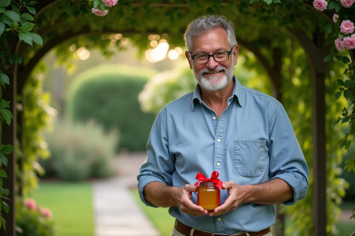 Homme attachant un ruban autour d